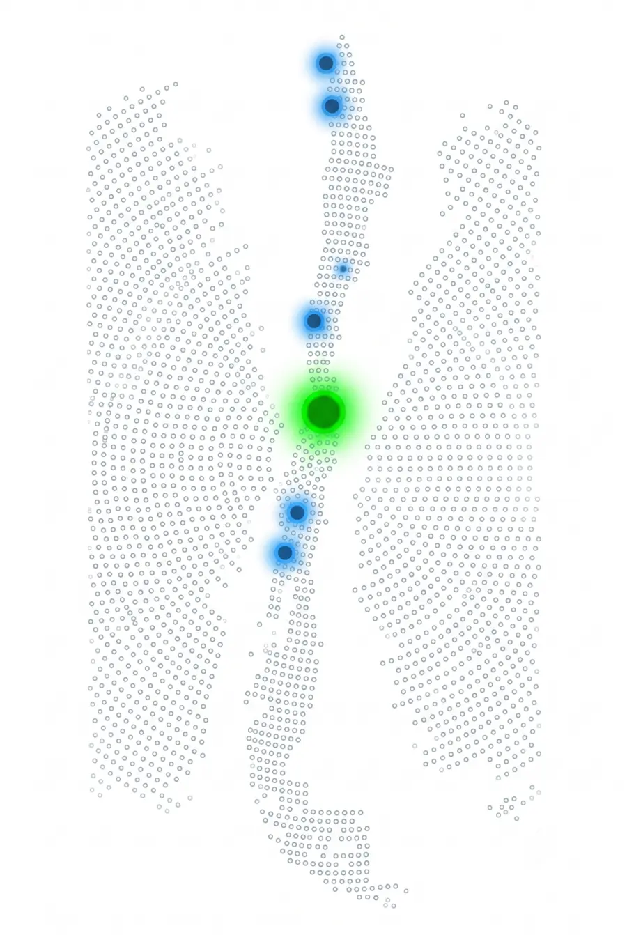 Mapa de Chile con puntos de cobertura de MAQELEC